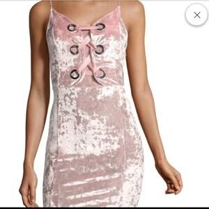 NEW Project Runway S Crushed Pink Velvet Lace Up Dress Mini Strappy Y2K